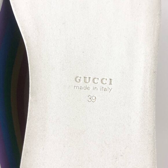 Gucci Peggy Rainbow Stripe Metallic Gold Platform Sneakers 39 - Picture 11 of 12